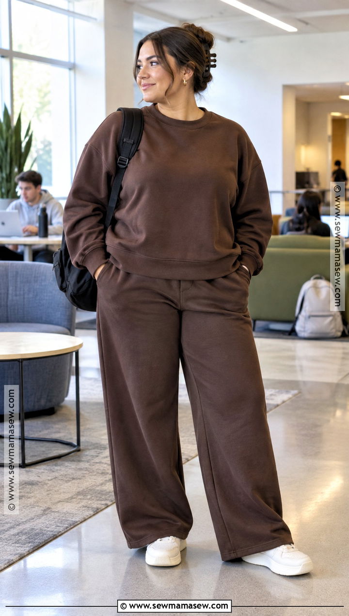 Plus Size Matching Sweat Set And Sneakers Outfit - 15 back to school outfits plus size style