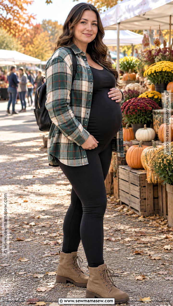 Plus Size Maternity Flannel And Leggings Outfit - 15 plus size maternity clothes fall