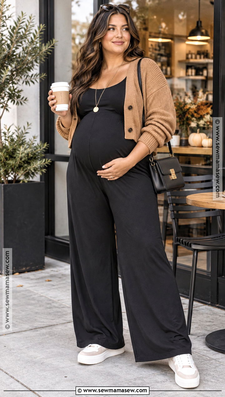 Plus Size Maternity Jumpsuit And Cardigan Outfit - 15 plus size maternity clothes fall