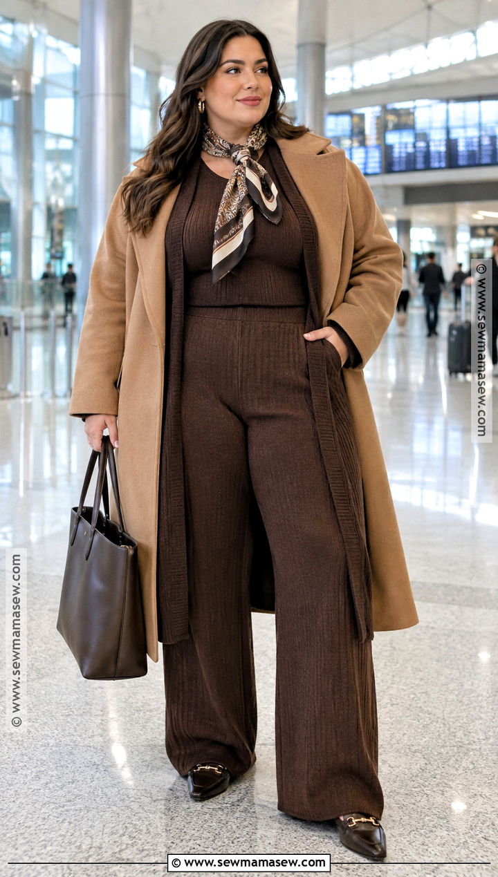 Plus Size Monochrome Knit Set Fall Outfit - 15 thick fall outfits