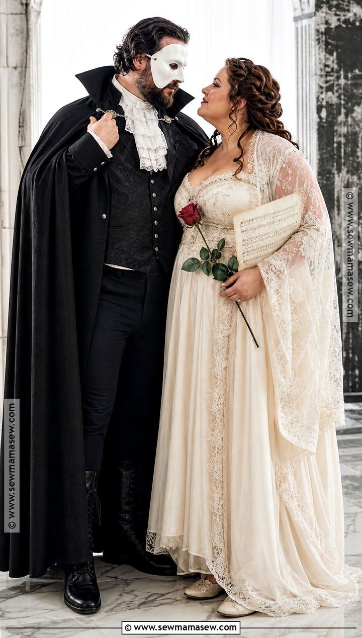 Plus Size Phantom And Christine Couple Costume - 30 Phantom Of The Opera Halloween Costumes