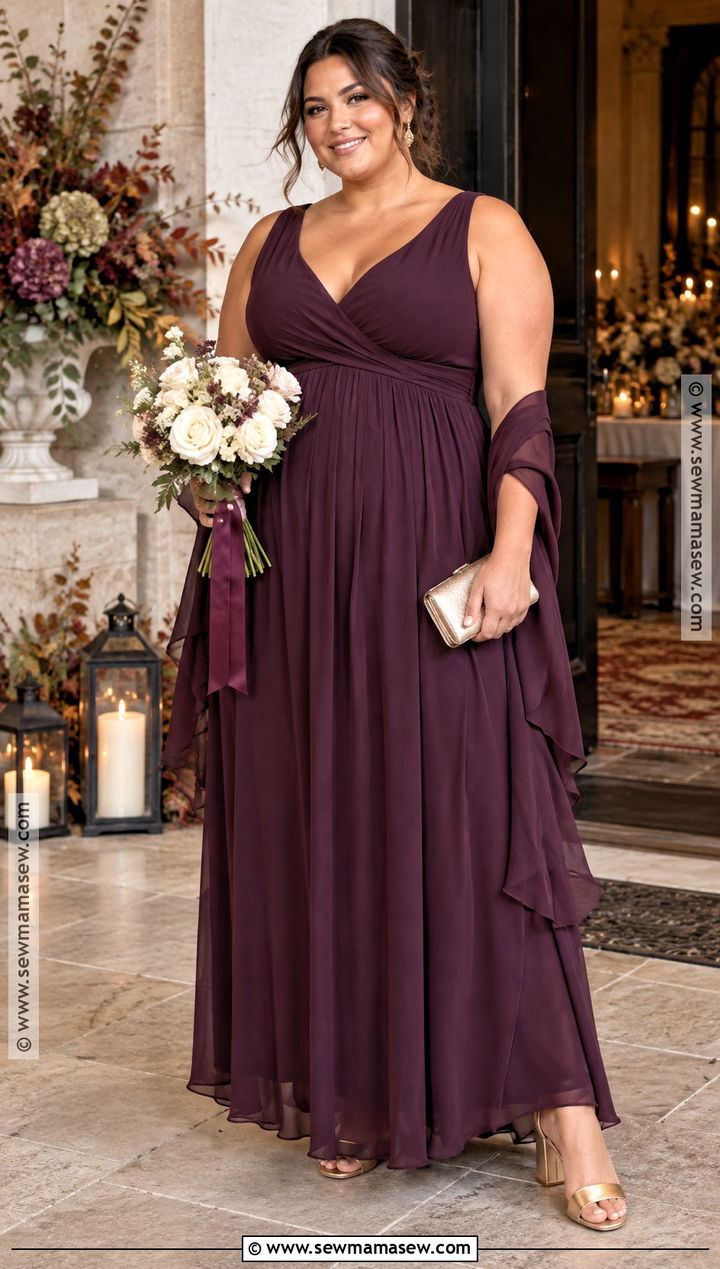 Plus Size Plum Empire Waist Bridesmaid Dress - 15 Fall Purple Bridesmaid Dresses