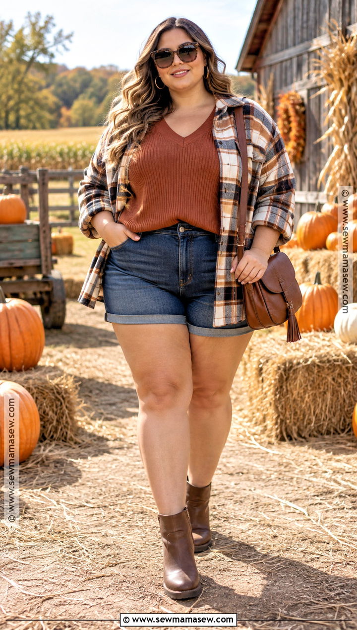 Plus Size Pumpkin Patch Shorts Outfit - 20 pumpkin shorts ideas