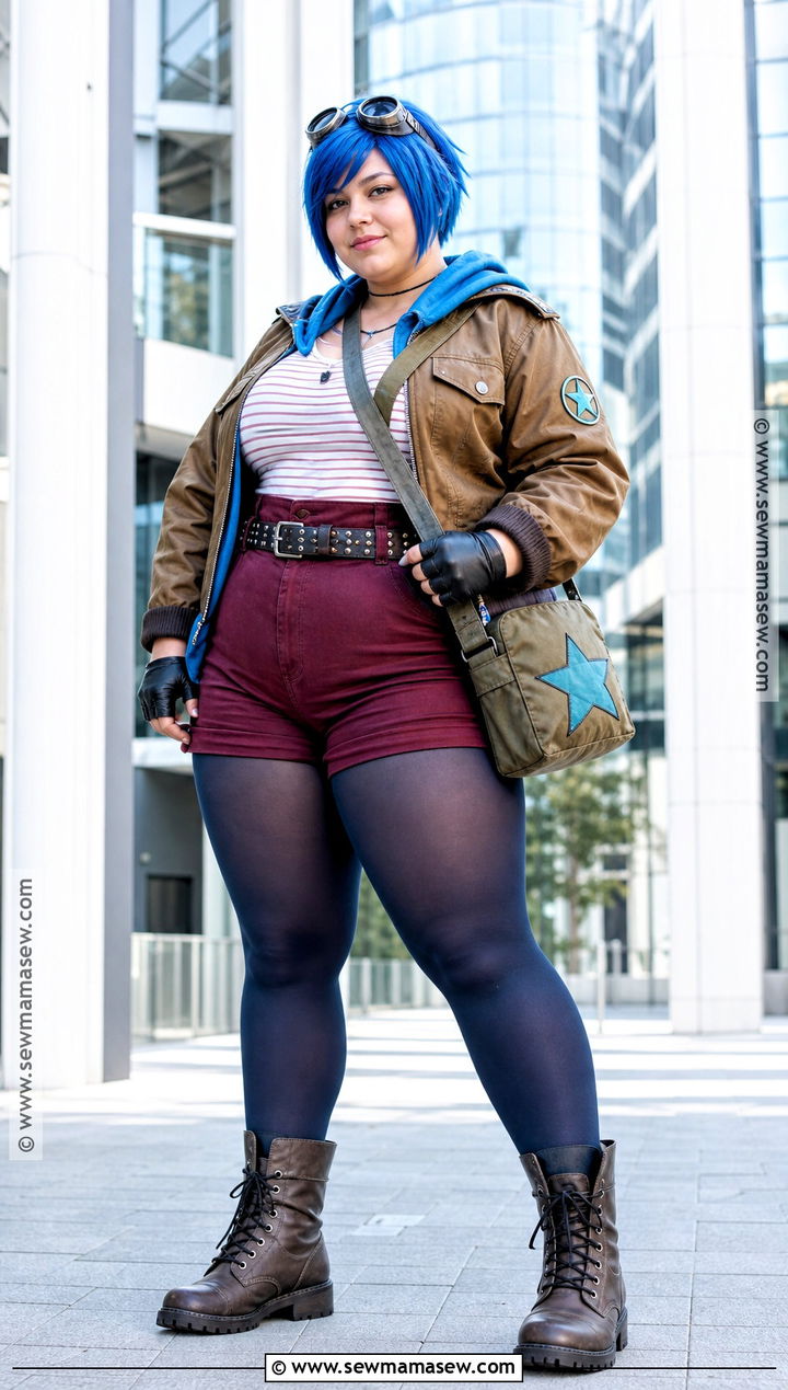 Plus Size Ramona Flowers Cosplay With Utility Jacket - 35 Ramona Flowers Cosplay Ideas