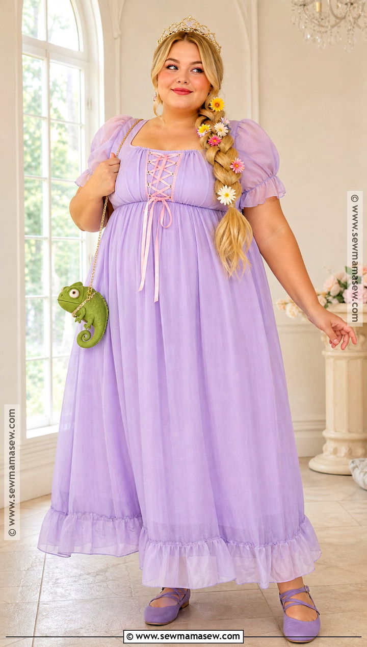 Plus Size Rapunzel Costume With Empire Waist Dress - 30 Rapunzel Costume Ideas for Women