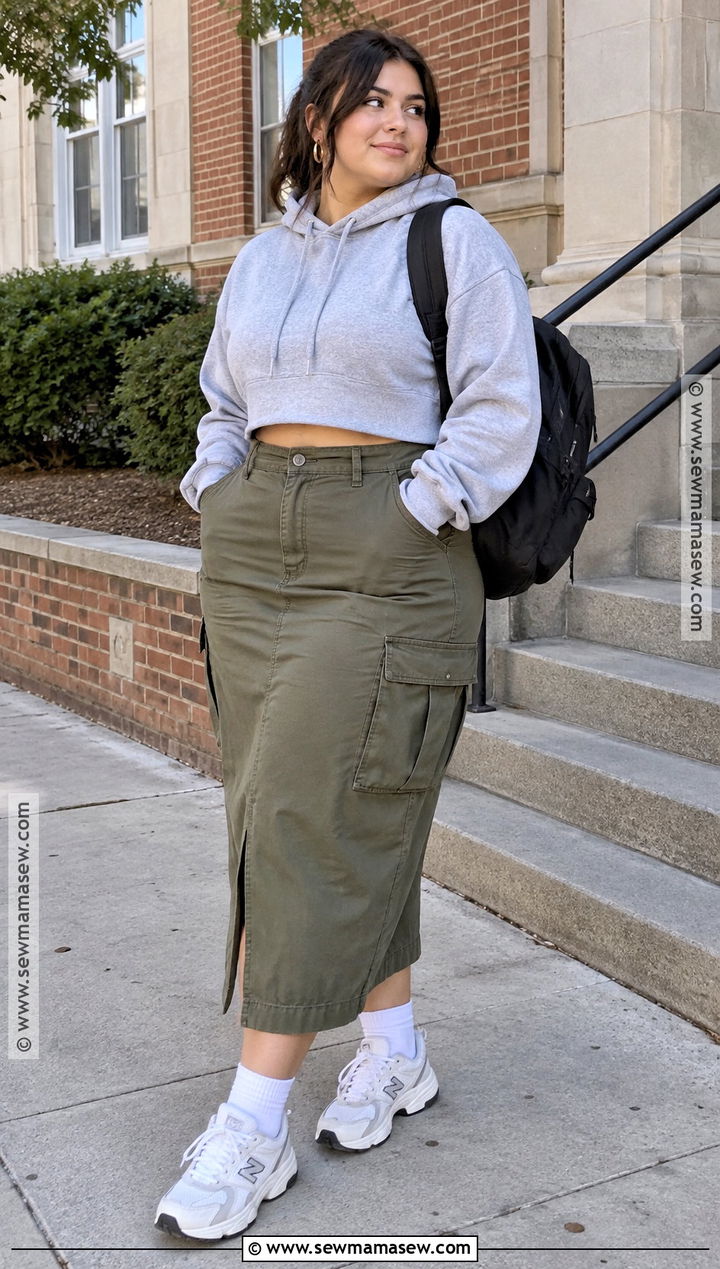 Plus Size SHEIN Hoodie And Cargo Skirt Outfit - 15 Plus Size Back To School Outfits Shein