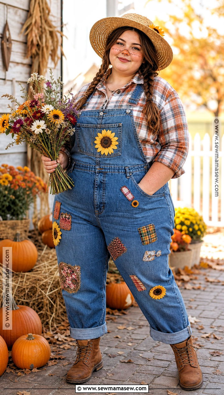 Plus Size Scarecrow Outfit With Overalls - 30 scarecrow outfit ideas