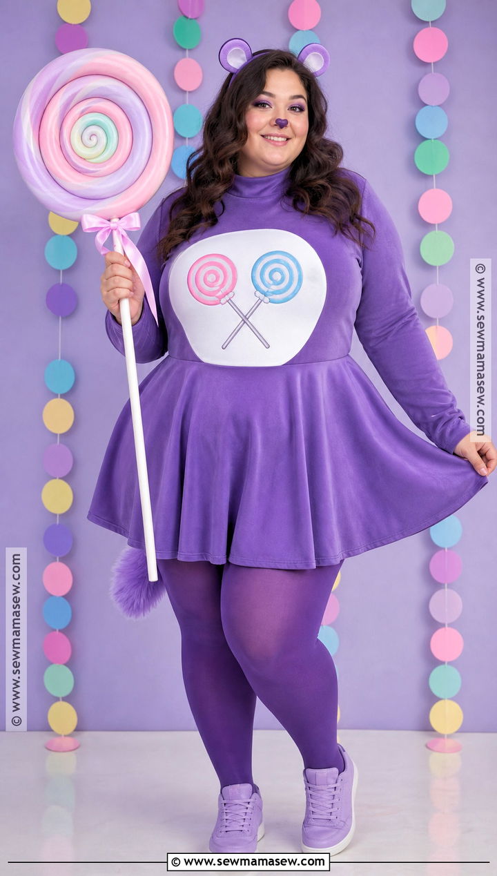 Plus Size Share Bear Costume With Purple Skater Dress - 30 Carebear Costume Ideas for Women