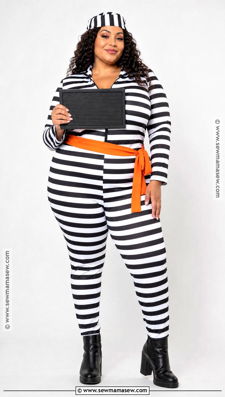 Plus Size Striped Prisoner Costume - 30 prisoner costume ideas for women