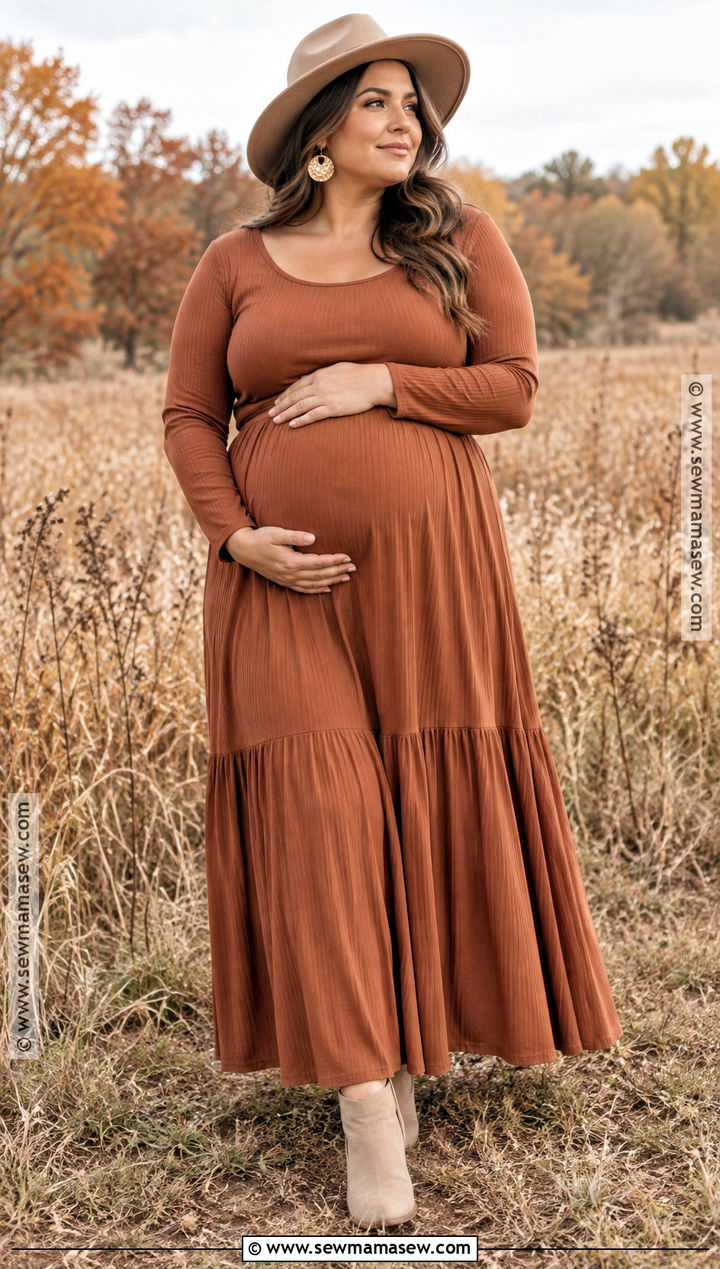 Plus Size Terracotta Maternity Two Piece Outfit - 15 fall maternity outfits for photoshoot for plus size