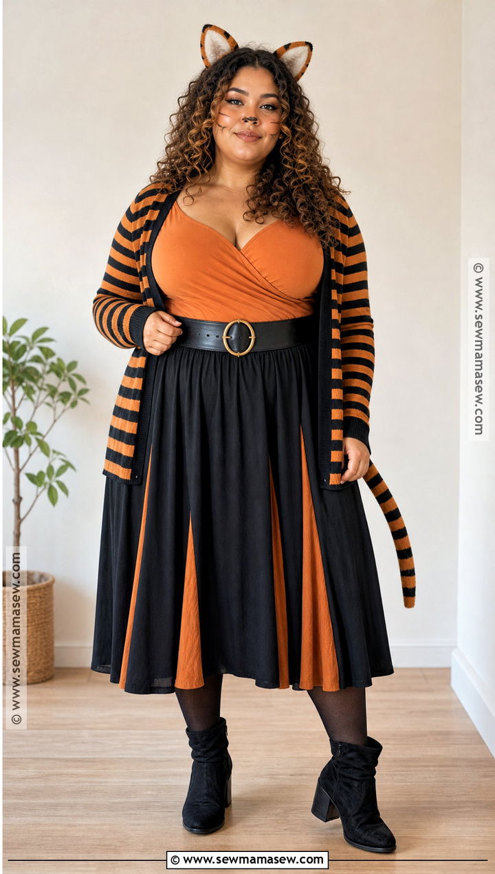 Plus Size Tiger Costume With Midi Skirt - 35 Tiger Costume Ideas for Women
