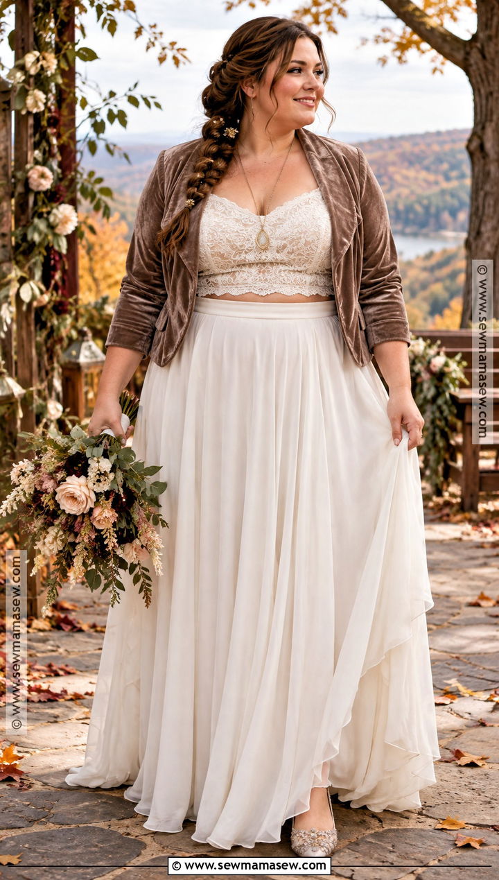 Plus Size Two Piece Bohemian Wedding Dress - 15 Fall Wedding Dress Plus Size Bohemian Ideas