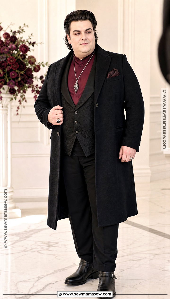Plus Size Vampire Outfit With Long Vest - 30 vampire clothes for men