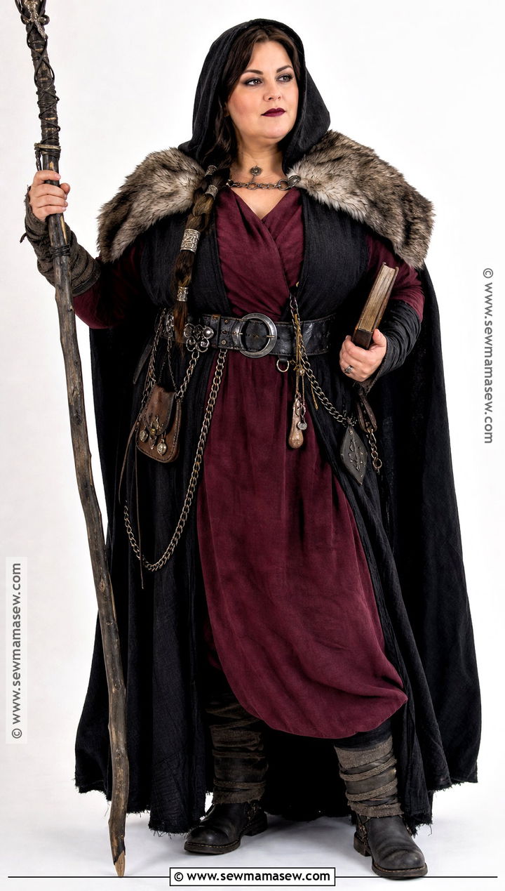 Plus Size Viking Witch Costume With Belted Dress - 30 viking witch costume ideas