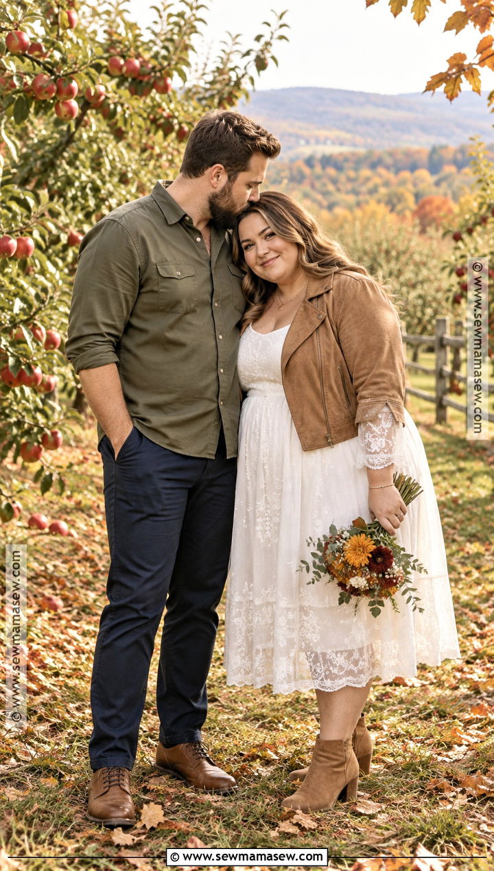 Plus Size White Dress And Suede Jacket Outfit - 15 october engagement pictures outfit ideas for plus size
