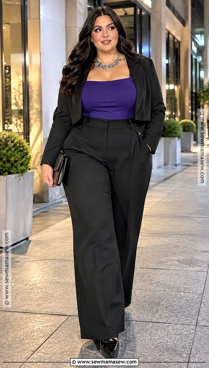 Plus Size Wide Leg Pants Fall Club Outfit - 15 plus size fall club outfits