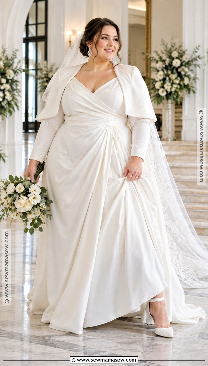 Plus Size Wrap Bodice Wedding Dress - 15 Wedding Dresses November Brides