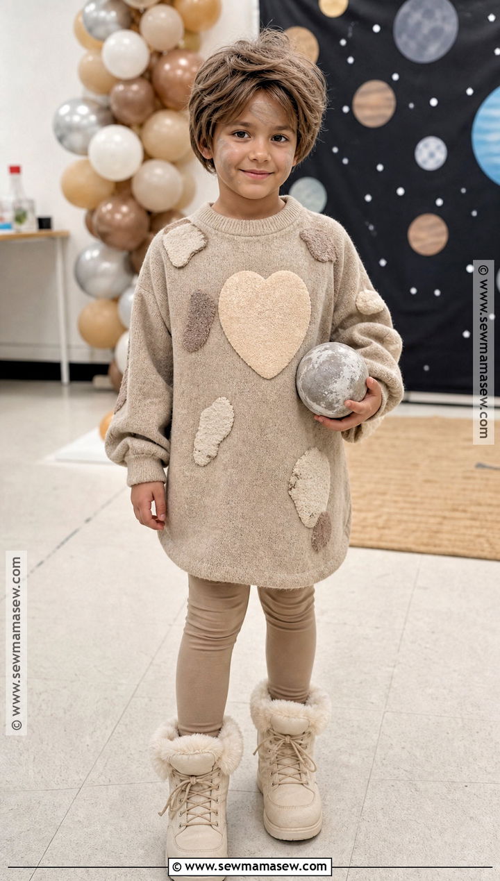 Pluto Dwarf Planet Costume With Heart Detail - 30 Solar System Costume Ideas