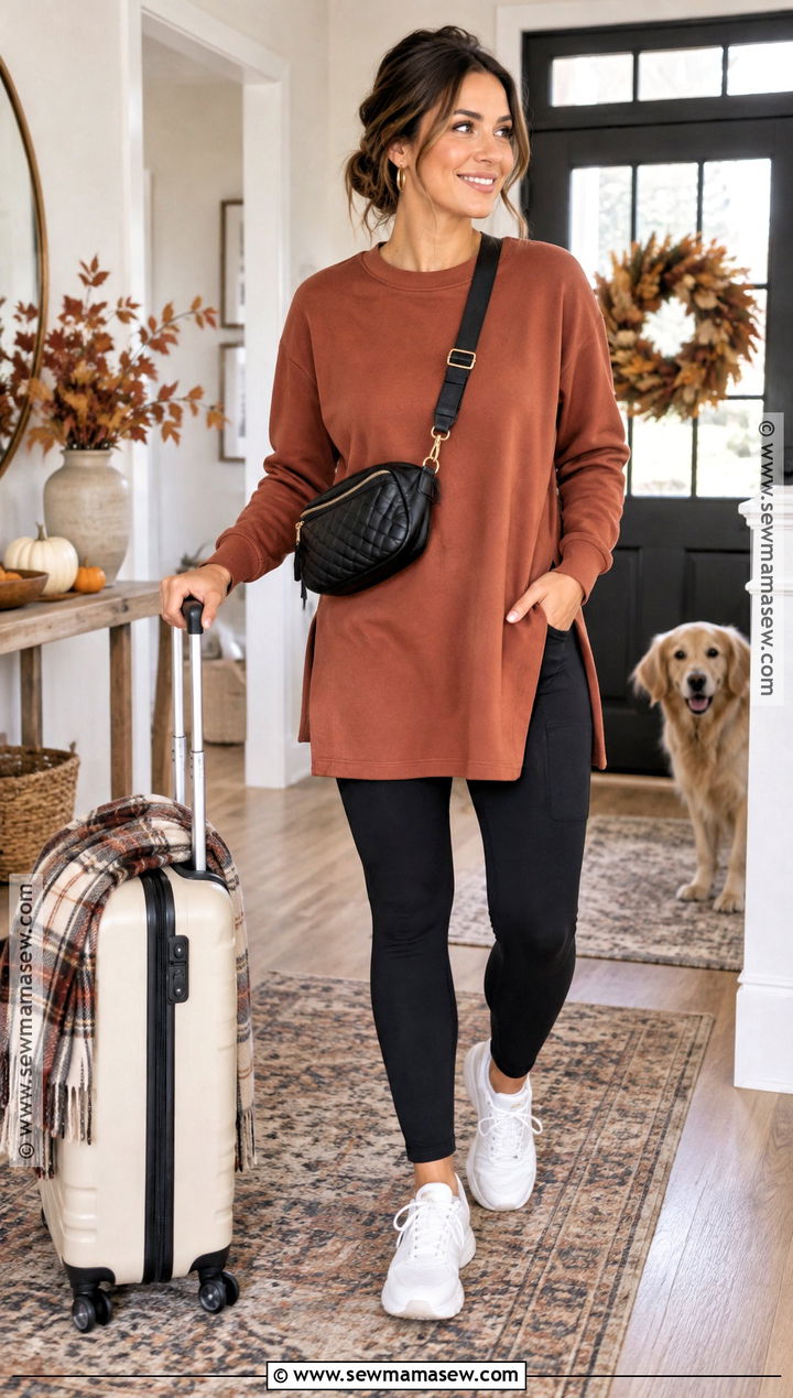 Pocket Leggings And Tunic Sweatshirt Thanksgiving Outfit - 20 comfy thanksgiving outfit leggings