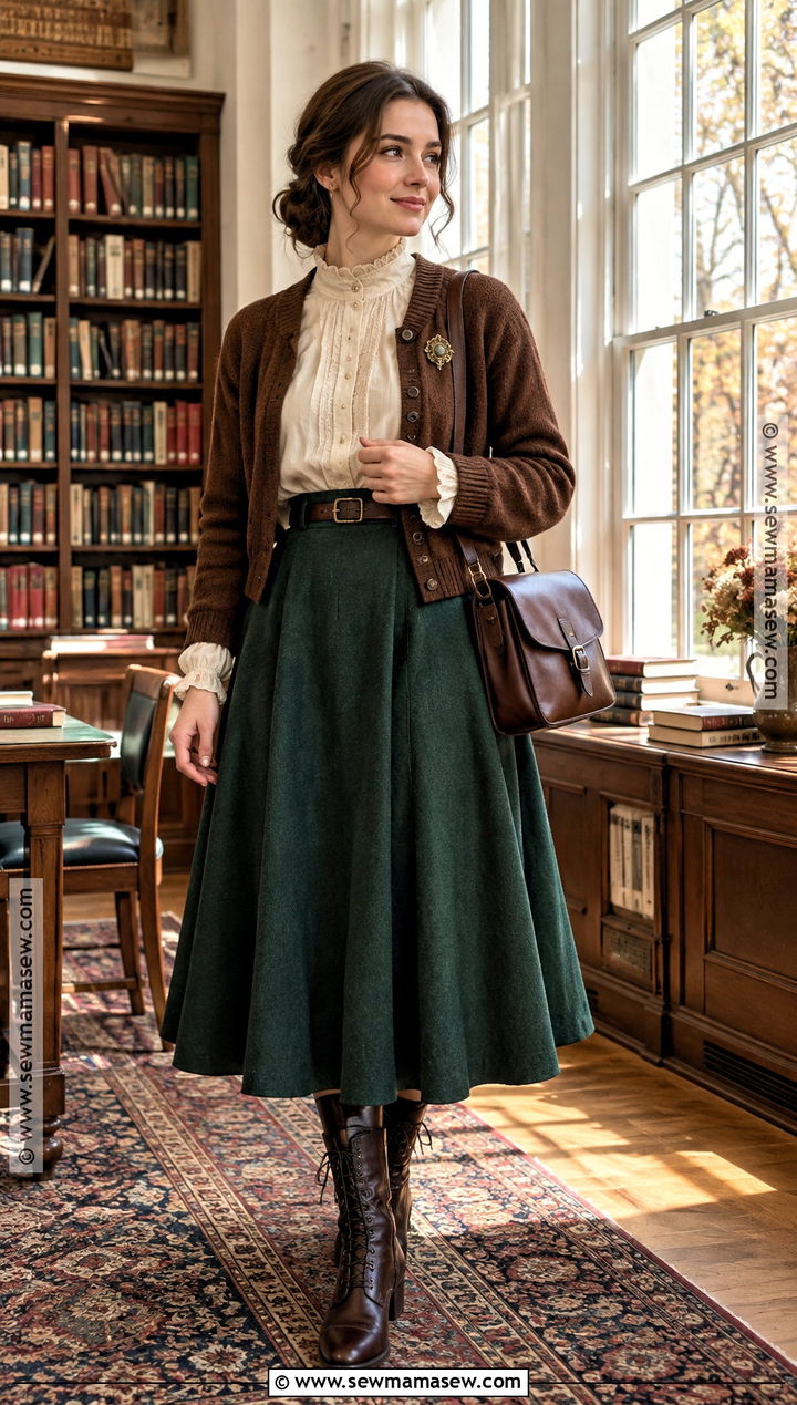 Poetcore Blouse And Midi Skirt Fall Outfit - 25 fall fits aesthetic