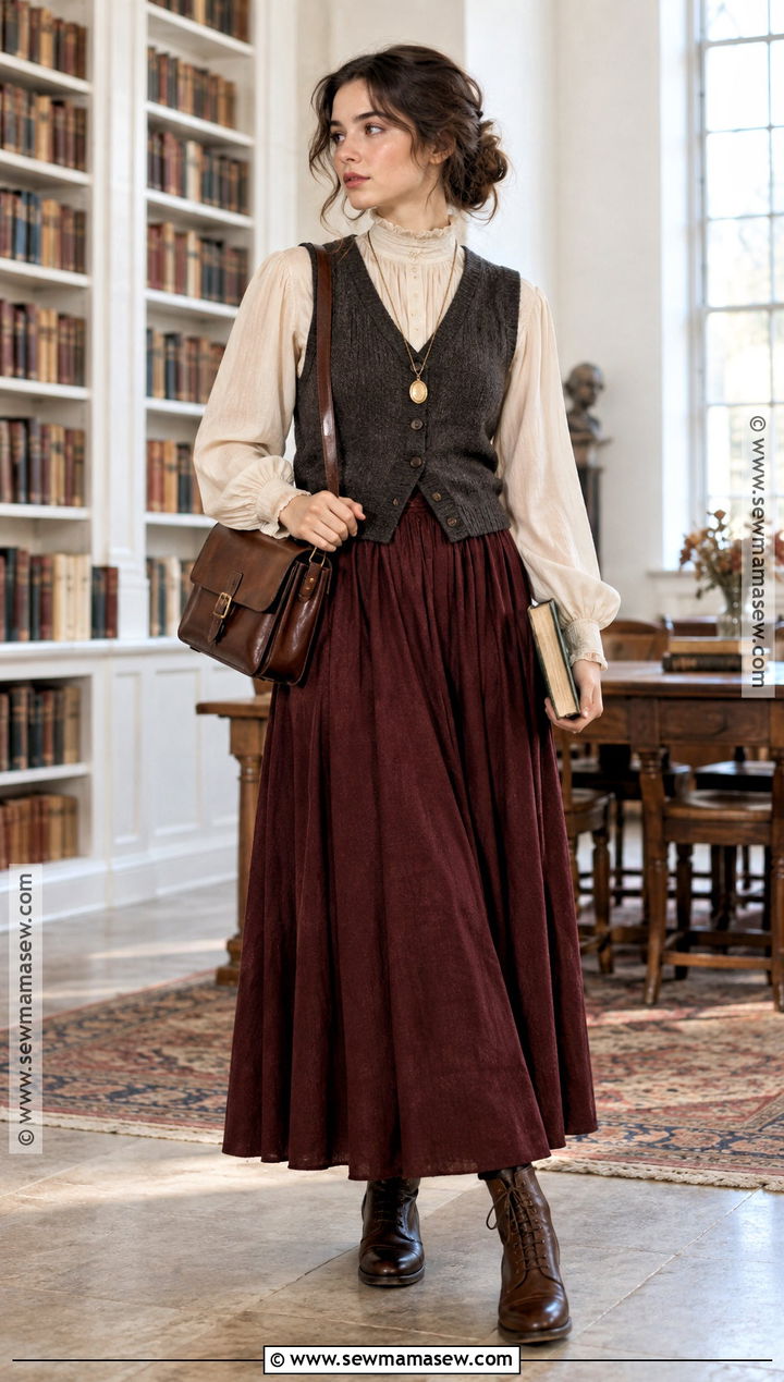 Poetcore Fall Outfit With A Blouse And Maxi Skirt - 25 Fall Outfits Women Aesthetic