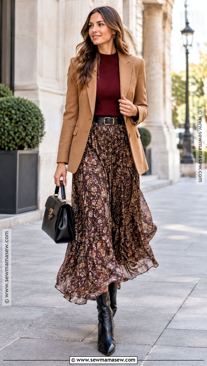 Pointed Boots With Maxi Skirt And Blazer - 25 fall boots outfit