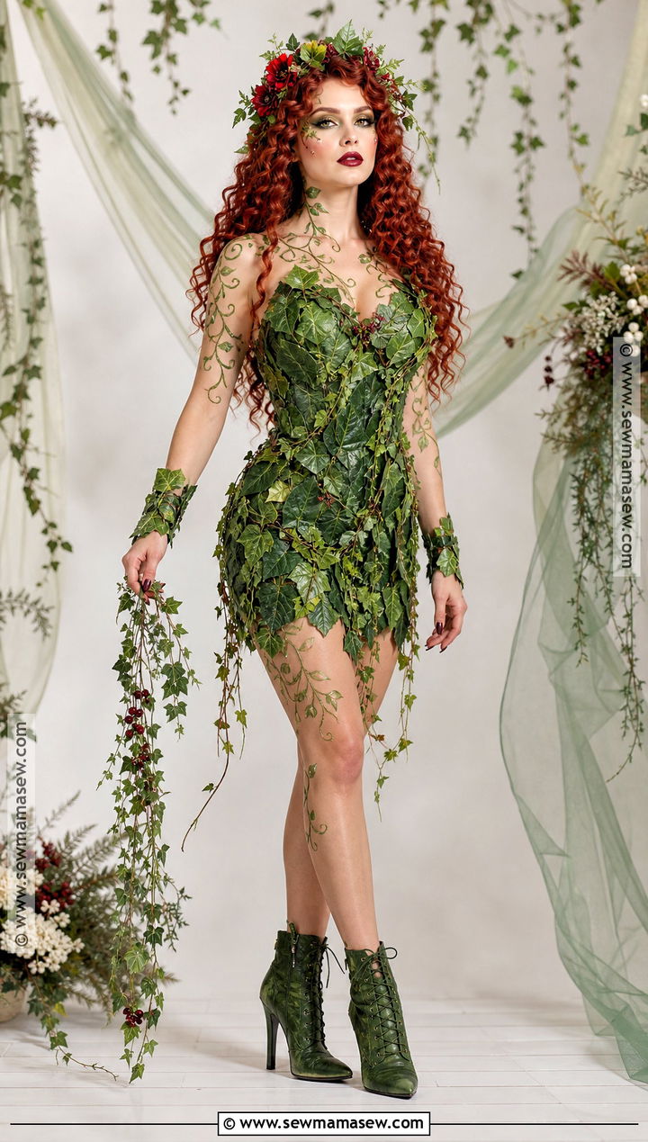 Poison Ivy Cosplay With Green Botanical Makeup - 30 maquillaje cosplay ideas