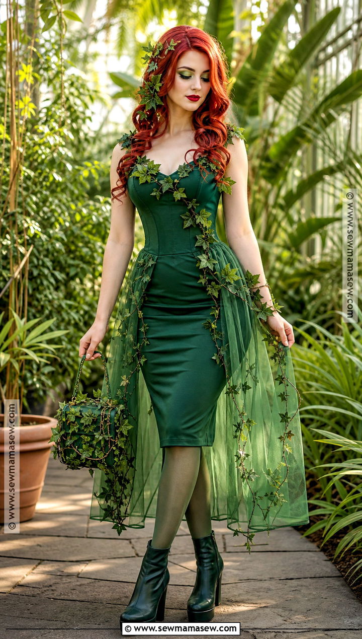 Poison Ivy Cosplay With Green Leaf Dress - 30 cosplay female ideas