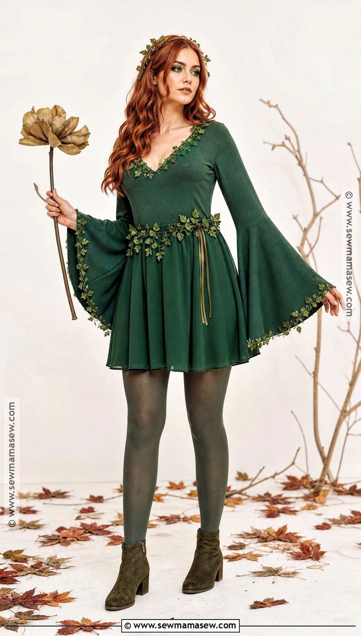 Poison Ivy Costume With Bell Sleeve Dress - 50 poison ivy costume ideas
