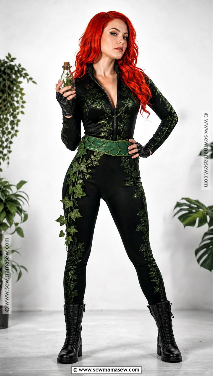 Poison Ivy Costume With Black And Green Catsuit - 50 poison ivy costume ideas