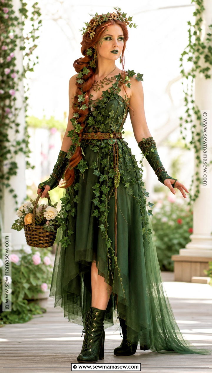 Poison Ivy Costume With Braided Red Wig - 50 poison ivy costume ideas