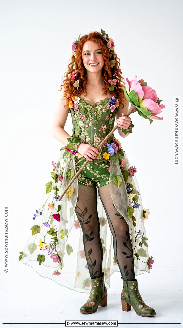 Poison Ivy Costume With Floral Bodice - 50 poison ivy costume ideas