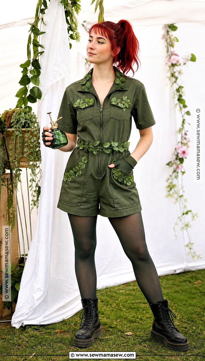 Poison Ivy Costume With Green Utility Romper - 50 poison ivy costume ideas