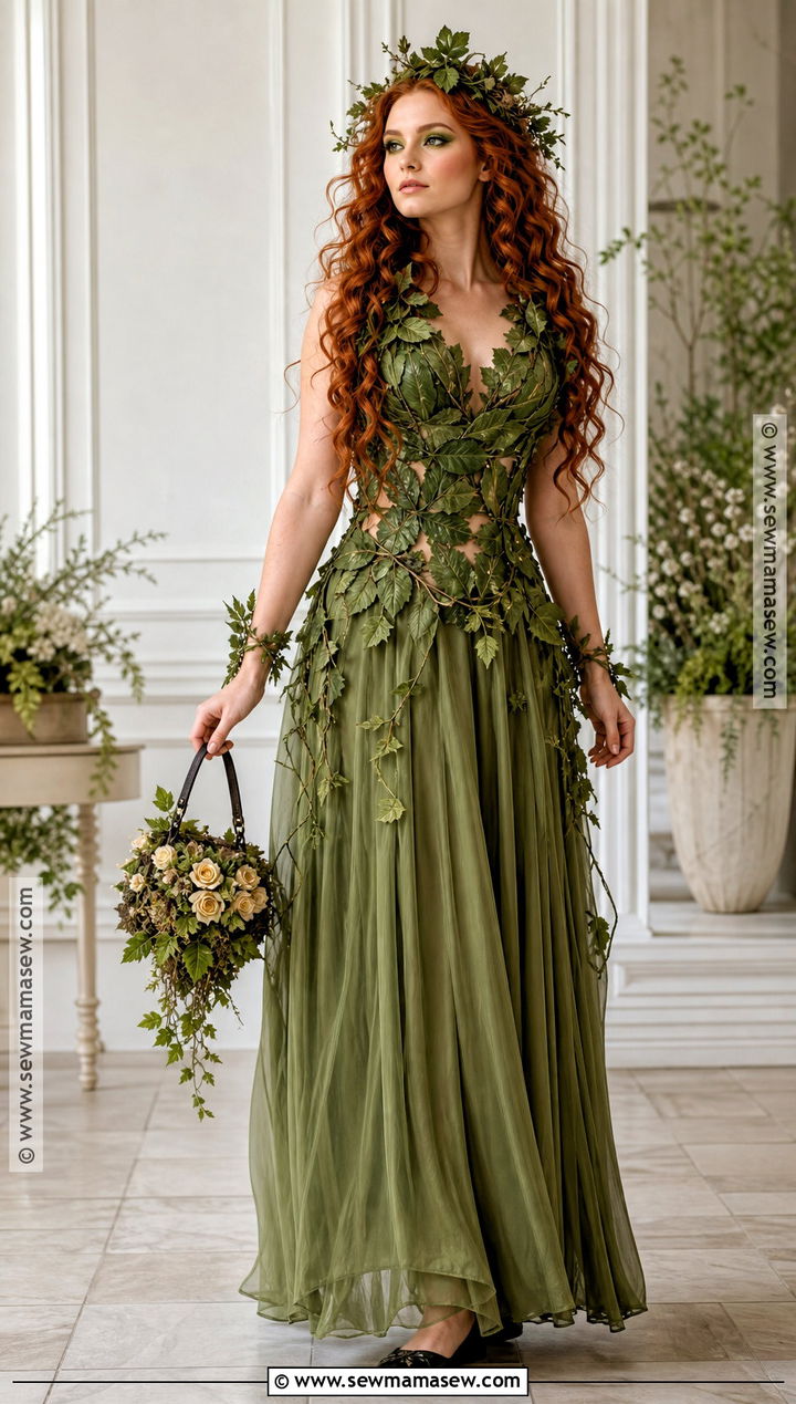 Poison Ivy Costume With Leaf Bodice And Maxi Skirt - 50 poison ivy costume ideas