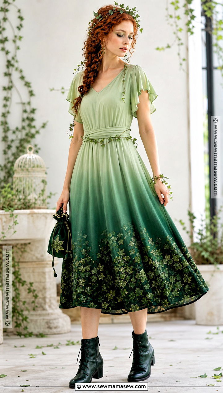 Poison Ivy Costume With Ombre Green Dress - 50 poison ivy costume ideas
