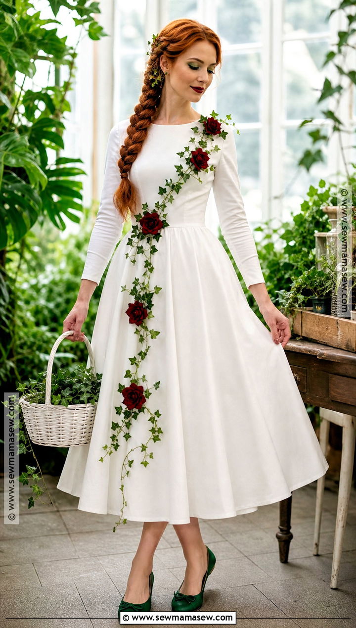 Poison Ivy Costume With White Botanical Dress - 30 ivy costume ideas