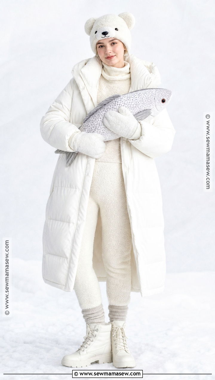 Polar Bear Costume With White Puffer Coat - 40 warm halloween costumes
