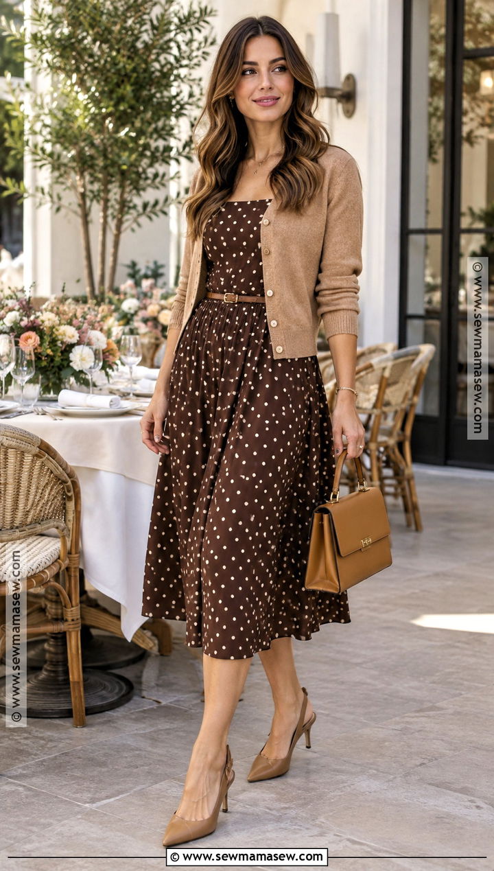 Polka Dot Dress Fall Bridal Shower Outfit - 20 fall bridal shower outfit ideas