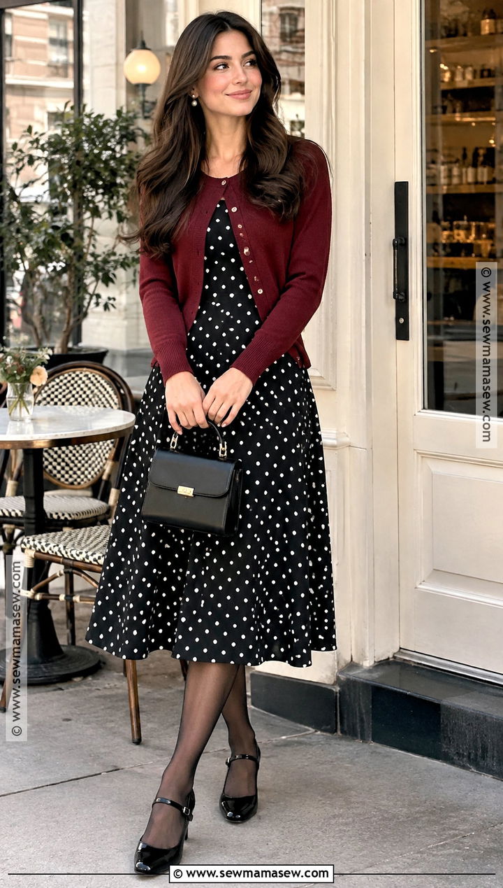 Polka Dot Dress With Mary Jane Shoes - 20 cute fall dresses
