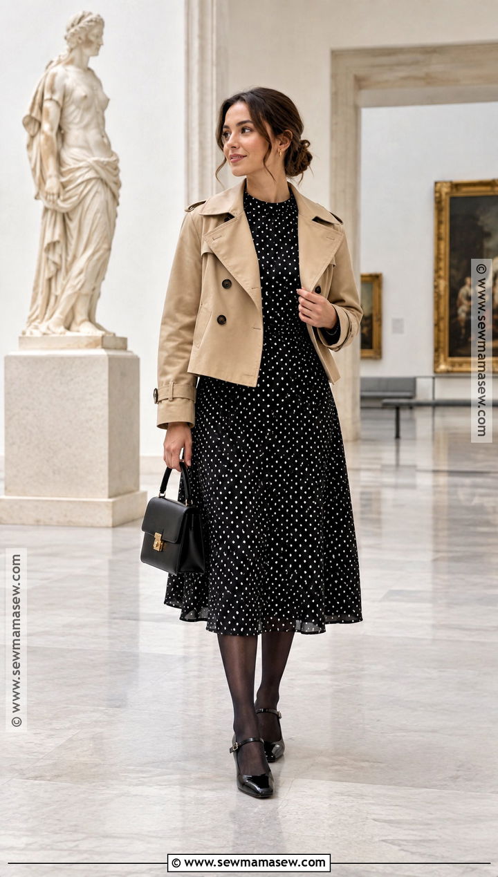 Polka Dot Fall Dress With Mary Jane Shoes - 15 fall dresses with sleeves