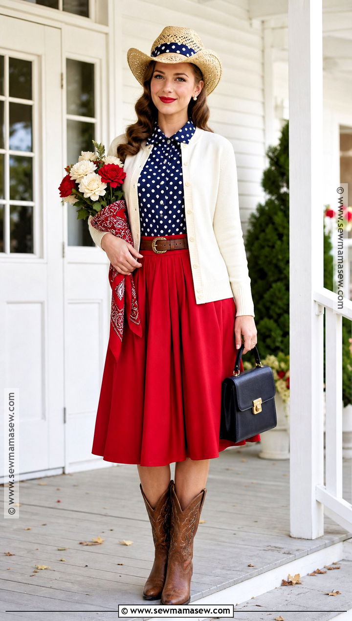 Polka Dot Preppy Cowgirl Costume - 30 preppy cowgirl halloween costume ideas