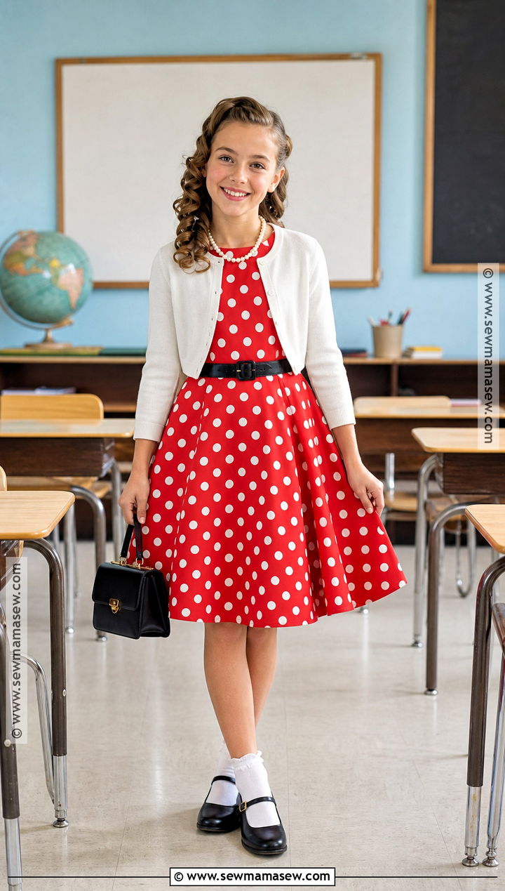 Polka Dot Swing Dress Costume - 30 50S Dress Up Day At School Ideas