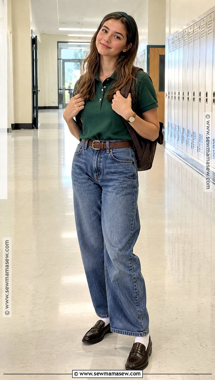 Polo Shirt And Baggy Jeans Outfit - 20 Back To School Outfits Baggy Jeans