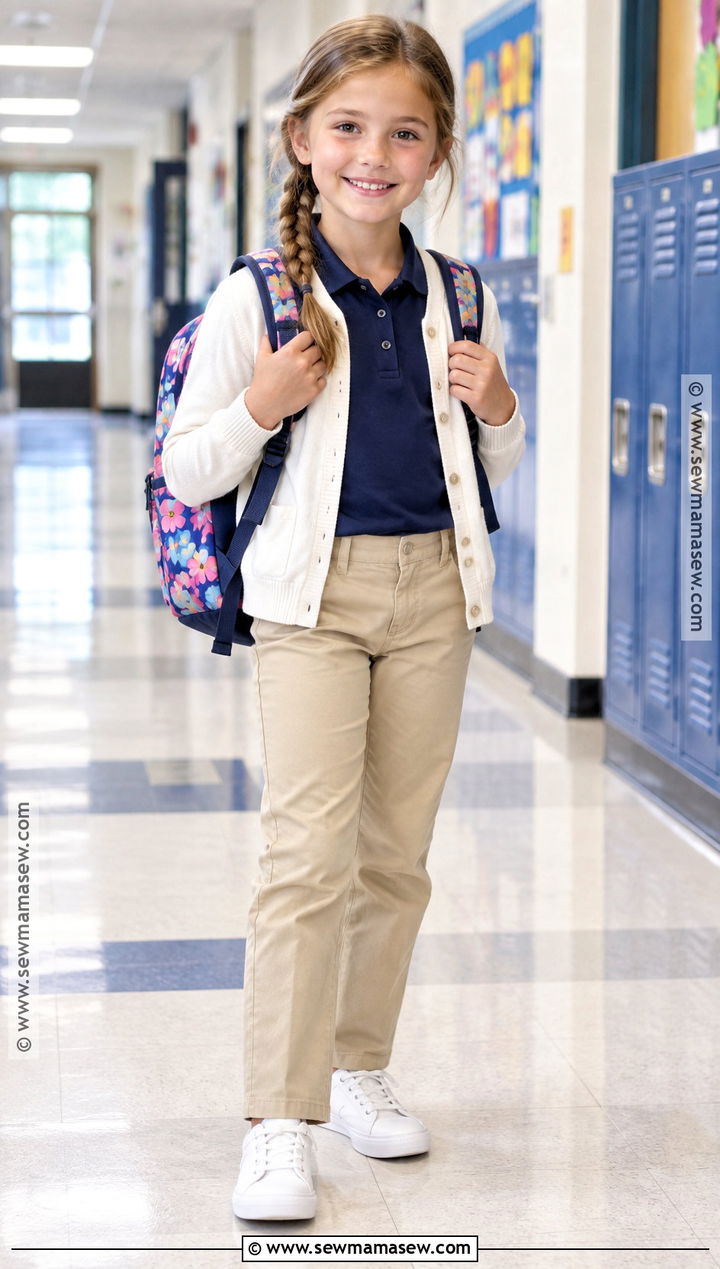 Polo Shirt And Chino Pants School Outfit - 15 girls back to school outfits for kids 2026