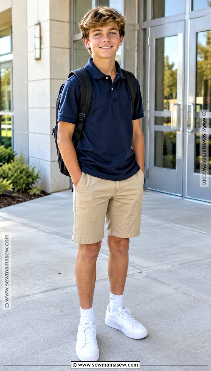 Polo Shirt And Chino Shorts School Outfit - 20 back to school boy outfits