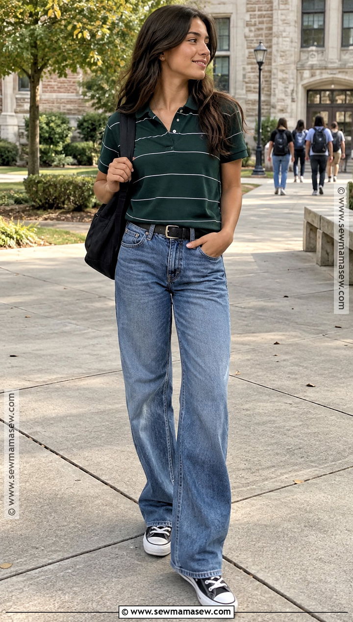 Polo Shirt And Loose Fit Jeans Back To School Outfit - 20 Cheap Back To School Outfits