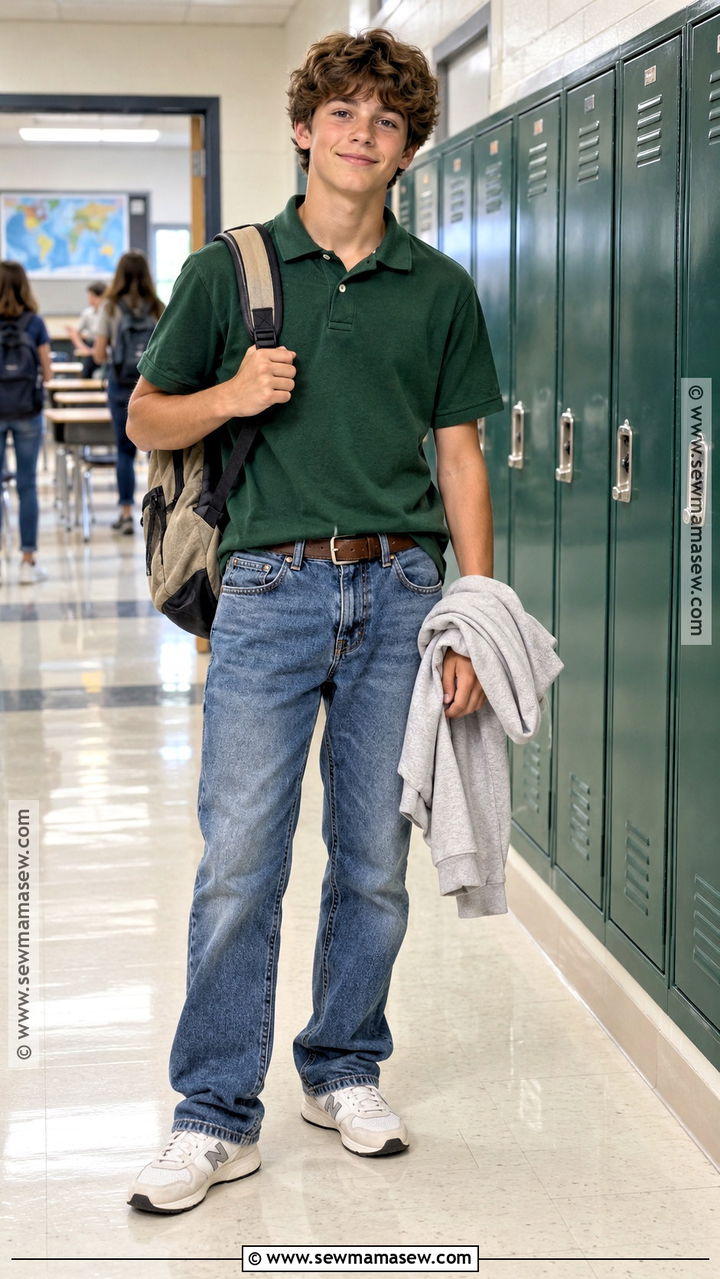 Polo Shirt And Loose Fit Jeans Outfit - 20 back to school outfits middle school 8th