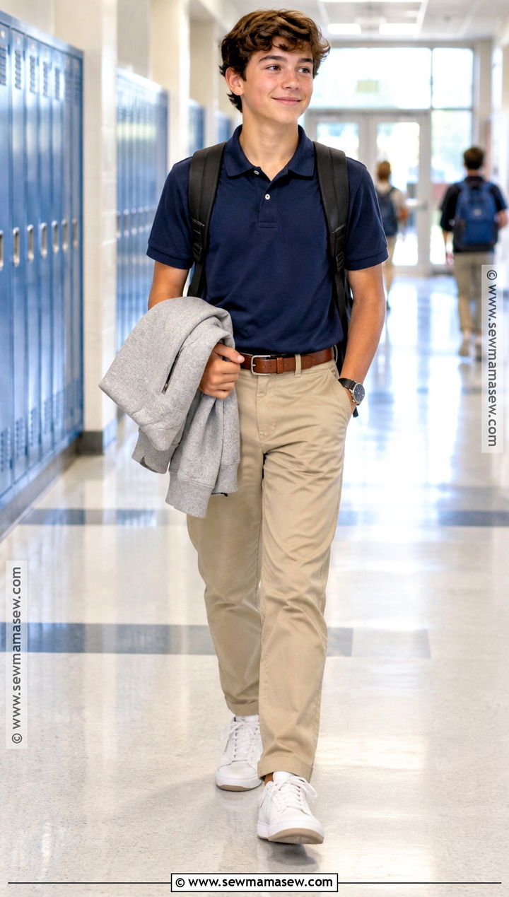 Polo Shirt And Relaxed Chinos Outfit - 20 middle school back to school outfits