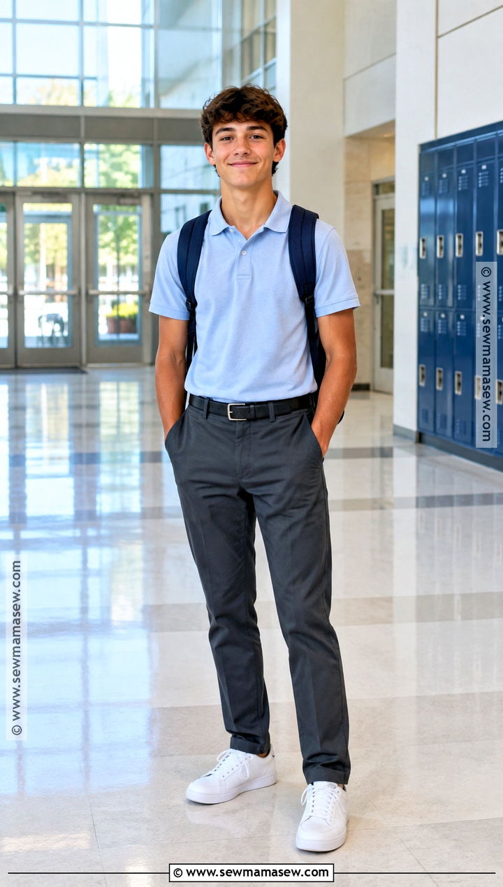 Polo Shirt And Relaxed Trousers High School Outfit - 15 back to school highschool freshman outfit ideas