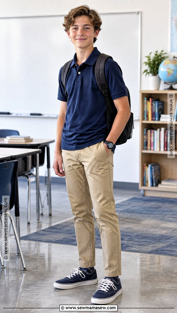 Polo Shirt and Chino Pants Outfit - 15 back to school outfits grade 7